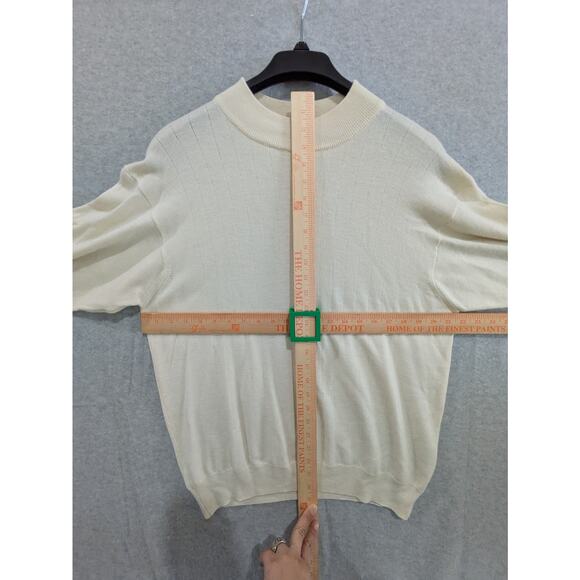 Franco Rossi  Merino Wool‎ Acrylic Sweater Mens XL Crewneck Plain Pullover Beige - Picture 6 of 8